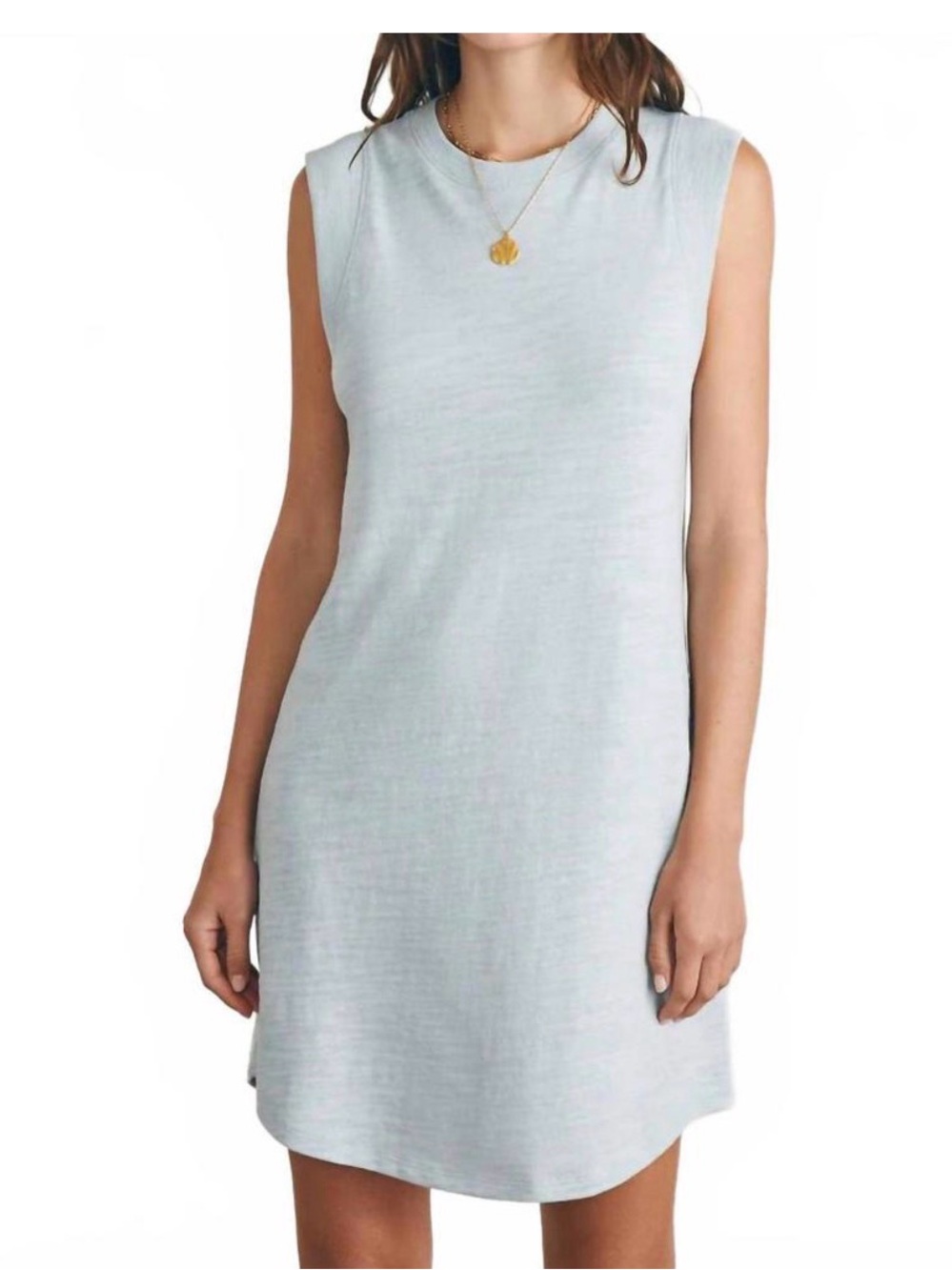 FAHERTY sunwashed slub muscle dress in chalk blue Size S